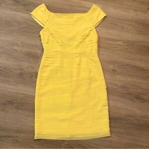 ALICE + OLIVIA CANARY YELLOW TIERED SHEATH DRESS 6 NWT